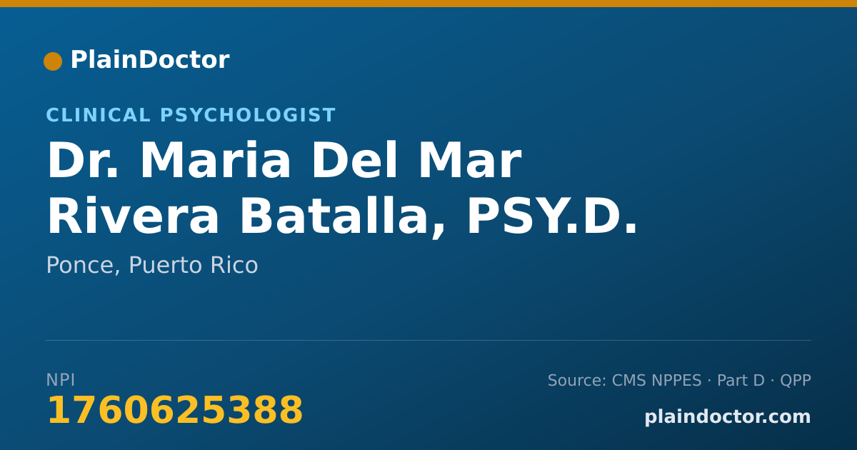 Shareable card for Maria Del Mar Rivera Batalla, PSY.D. - Clinical Psychologist, Ponce, PR