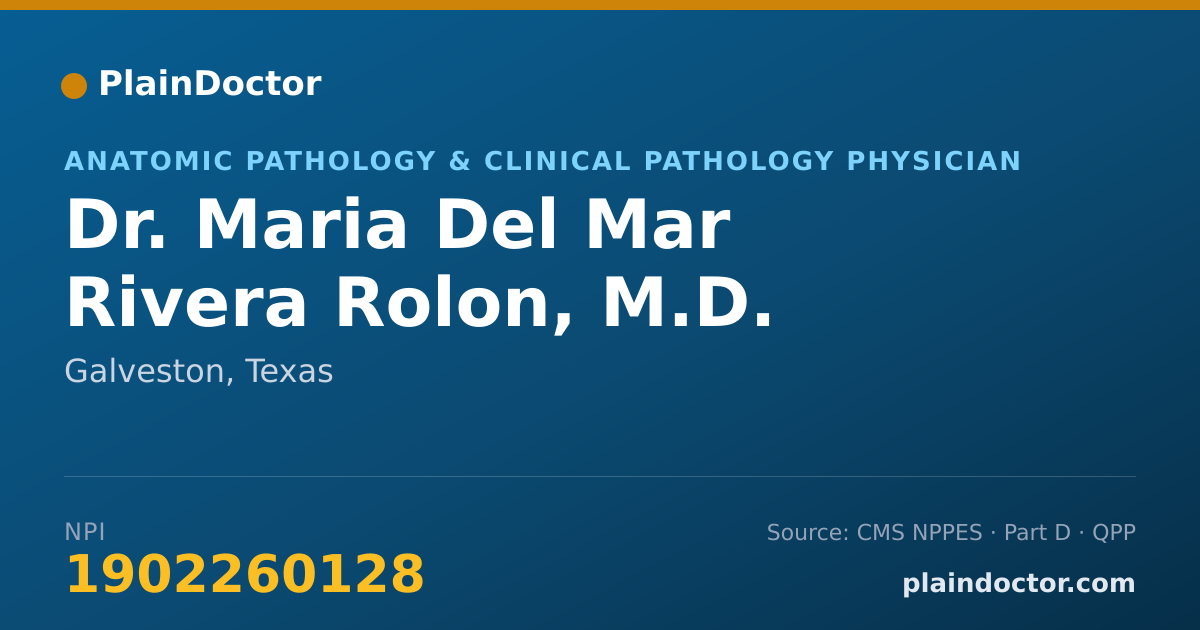 Shareable card for Maria Del Mar Rivera Rolon, M.D. - Anatomic Pathology & Clinical Pathology Physician, Galveston, TX