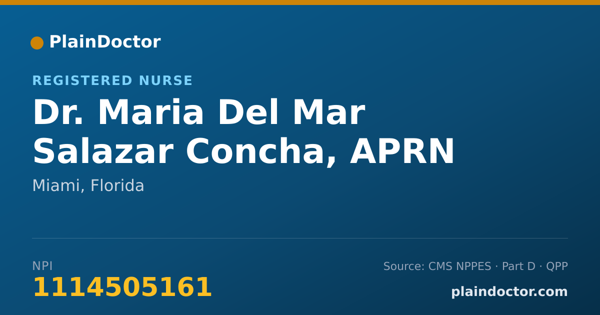 Shareable card for Maria Del Mar Salazar Concha, APRN - Registered Nurse, Miami, FL