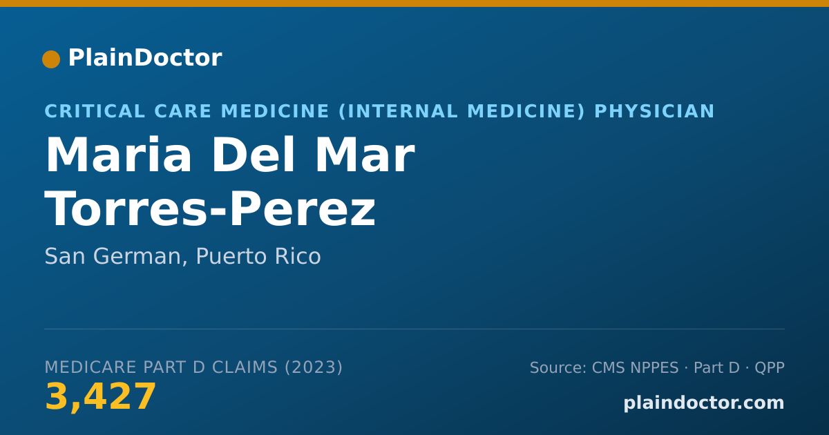 Shareable card for Maria Del Mar Torres-Perez - Critical Care Medicine (Internal Medicine) Physician, San German, PR