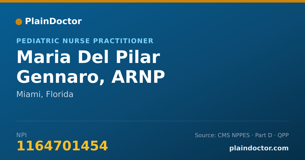 Shareable card for Maria Del Pilar Gennaro, ARNP - Pediatric Nurse Practitioner, Miami, FL