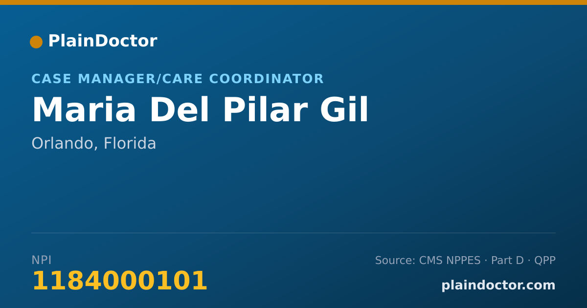 Shareable card for Maria Del Pilar Gil - Case Manager/Care Coordinator, Orlando, FL