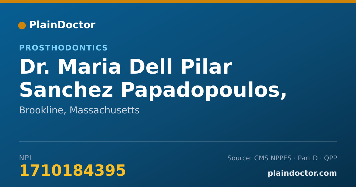 Shareable card for Maria Dell Pilar Sanchez Papadopoulos, DMD - Prosthodontics, Brookline, MA