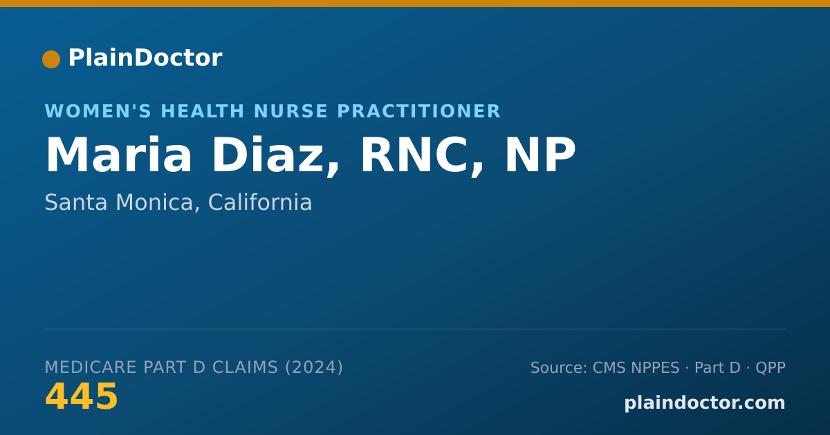 Shareable card for Maria Diaz, RNC, NP - Women's Health Nurse Practitioner, Santa Monica, CA