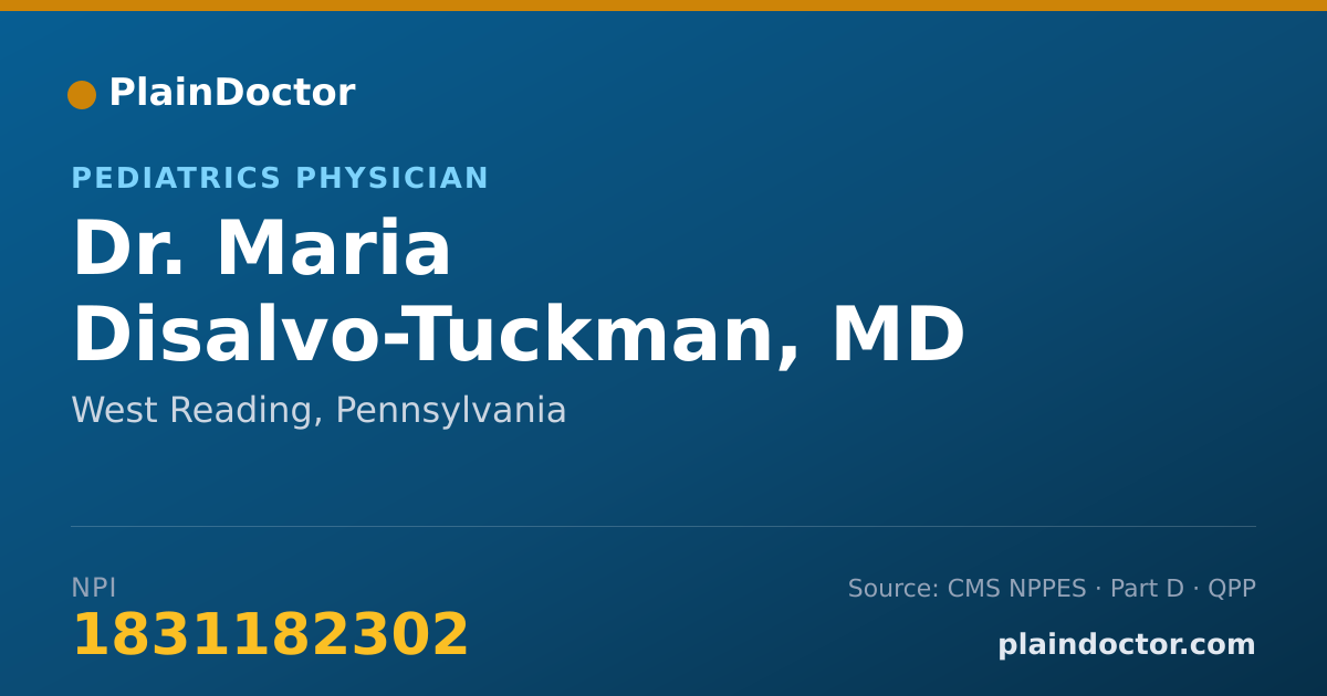 Shareable card for Maria Disalvo-Tuckman, MD - Pediatrics Physician, West Reading, PA