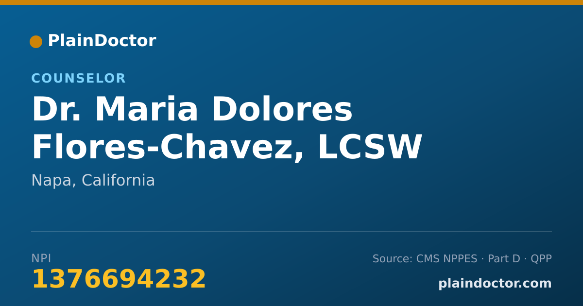 Shareable card for Maria Dolores Flores-Chavez, LCSW - Counselor, Napa, CA