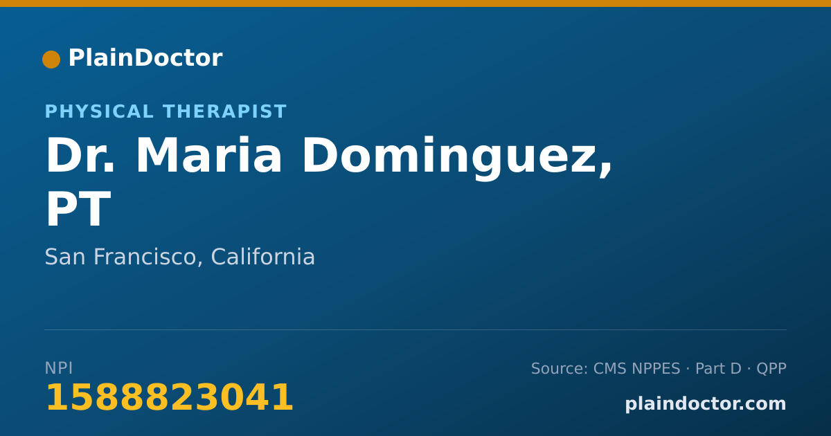 Shareable card for Maria Dominguez, PT - Physical Therapist, San Francisco, CA