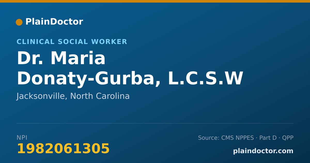 Shareable card for Maria Donaty-Gurba, L.C.S.W - Clinical Social Worker, Jacksonville, NC