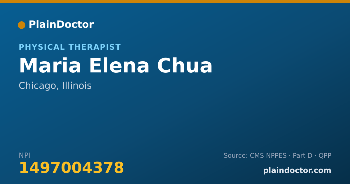 Shareable card for Maria Elena Chua - Physical Therapist, Chicago, IL