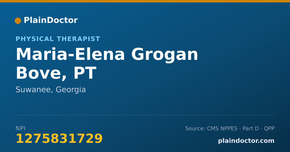 Shareable card for Maria-Elena Grogan Bove, PT - Physical Therapist, Suwanee, GA