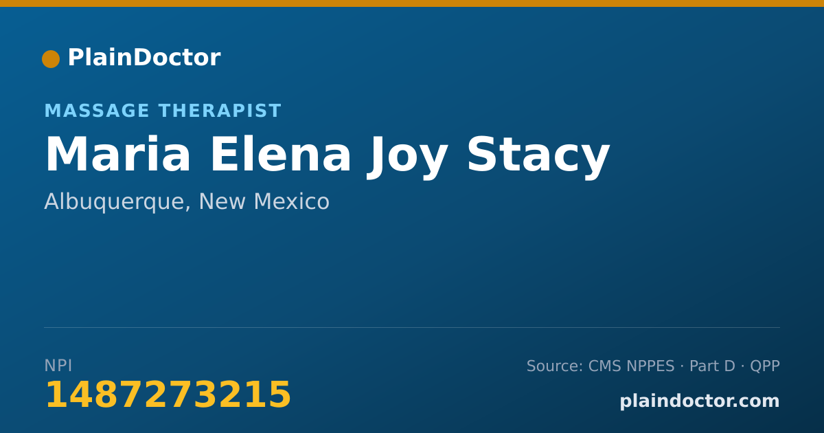 Shareable card for Maria Elena Joy Stacy - Massage Therapist, Albuquerque, NM