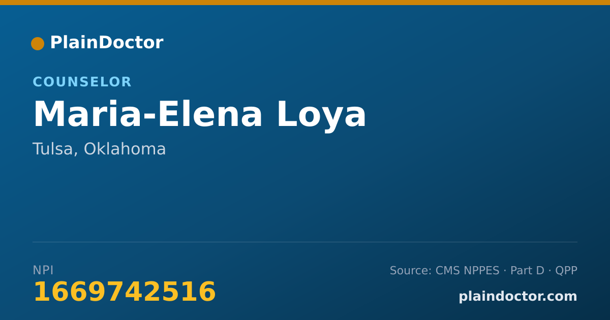 Shareable card for Maria-Elena Loya - Counselor, Tulsa, OK