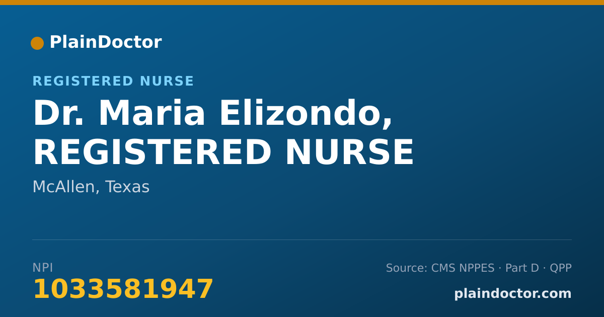 Shareable card for Maria Elizondo, REGISTERED NURSE - Registered Nurse, McAllen, TX