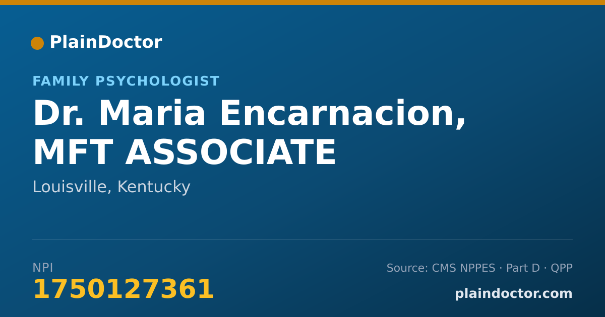 Shareable card for Maria Encarnacion, MFT ASSOCIATE - Family Psychologist, Louisville, KY