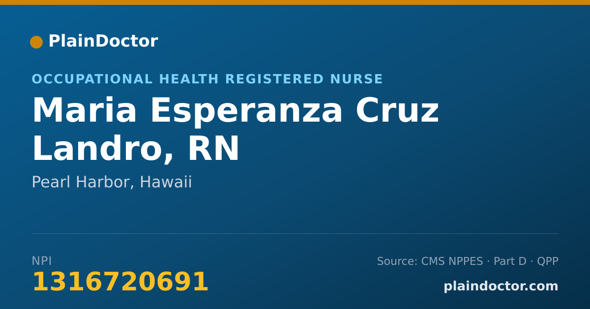 Shareable card for Maria Esperanza Cruz Landro, RN - Occupational Health Registered Nurse, Pearl Harbor, HI