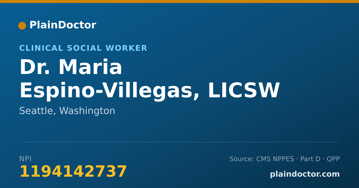 Shareable card for Maria Espino-Villegas, LICSW - Clinical Social Worker, Seattle, WA