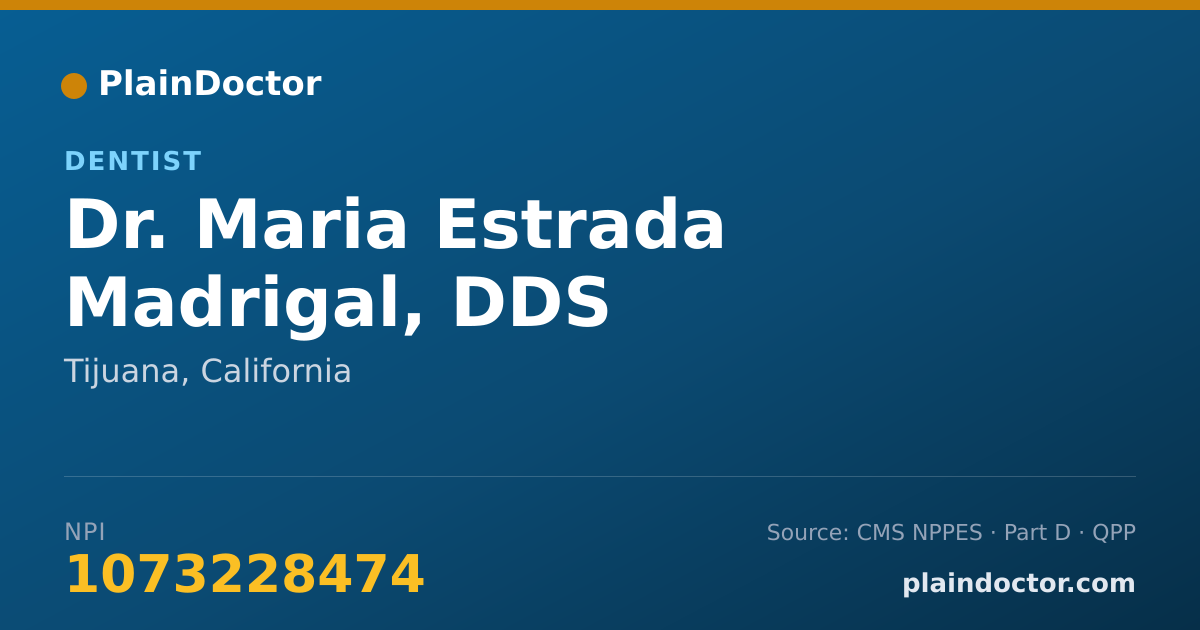 Shareable card for Maria Estrada Madrigal, DDS - Dentist, Tijuana, CA