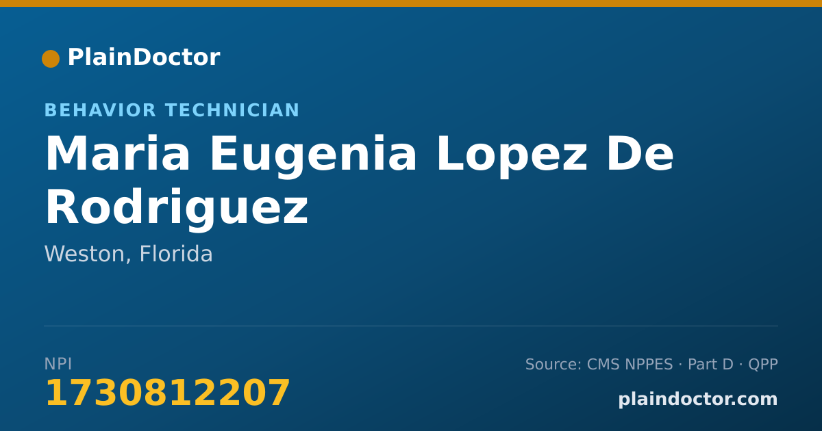 Shareable card for Maria Eugenia Lopez De Rodriguez - Behavior Technician, Weston, FL