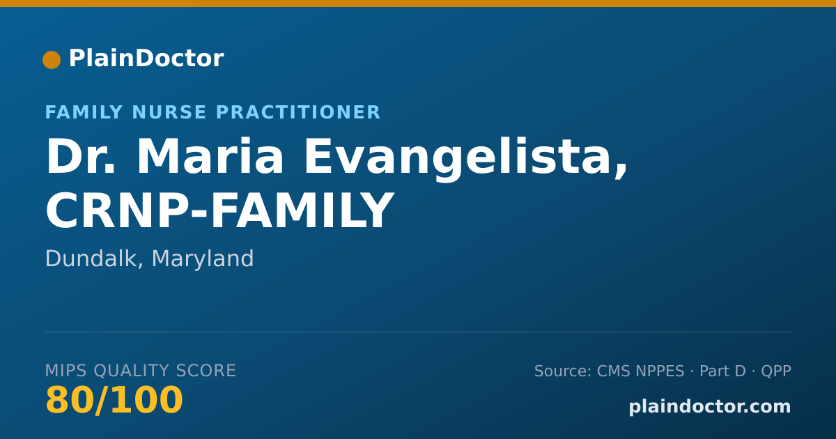 Shareable card for Maria Evangelista, CRNP-FAMILY - Family Nurse Practitioner, Dundalk, MD