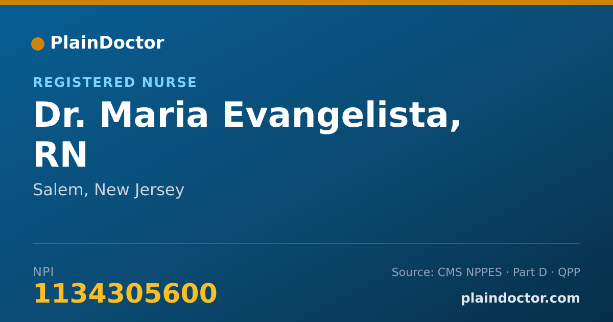 Shareable card for Maria Evangelista, RN - Registered Nurse, Salem, NJ