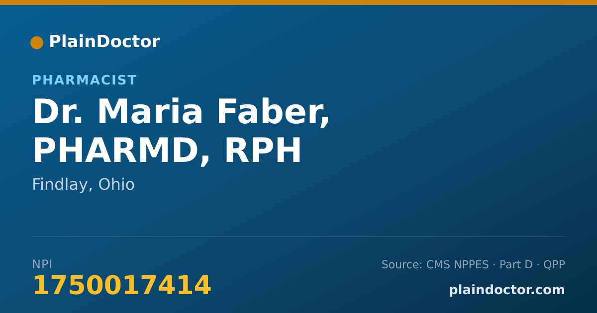 Shareable card for Maria Faber, PHARMD, RPH - Pharmacist, Findlay, OH