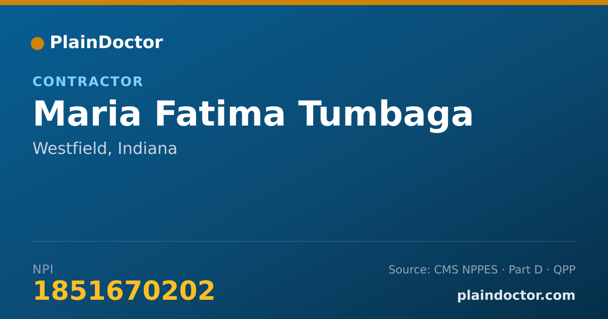 Shareable card for Maria Fatima Tumbaga - Contractor, Westfield, IN