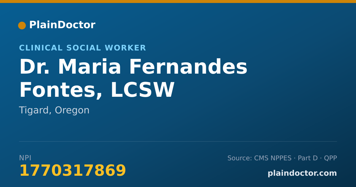 Shareable card for Maria Fernandes Fontes, LCSW - Clinical Social Worker, Tigard, OR