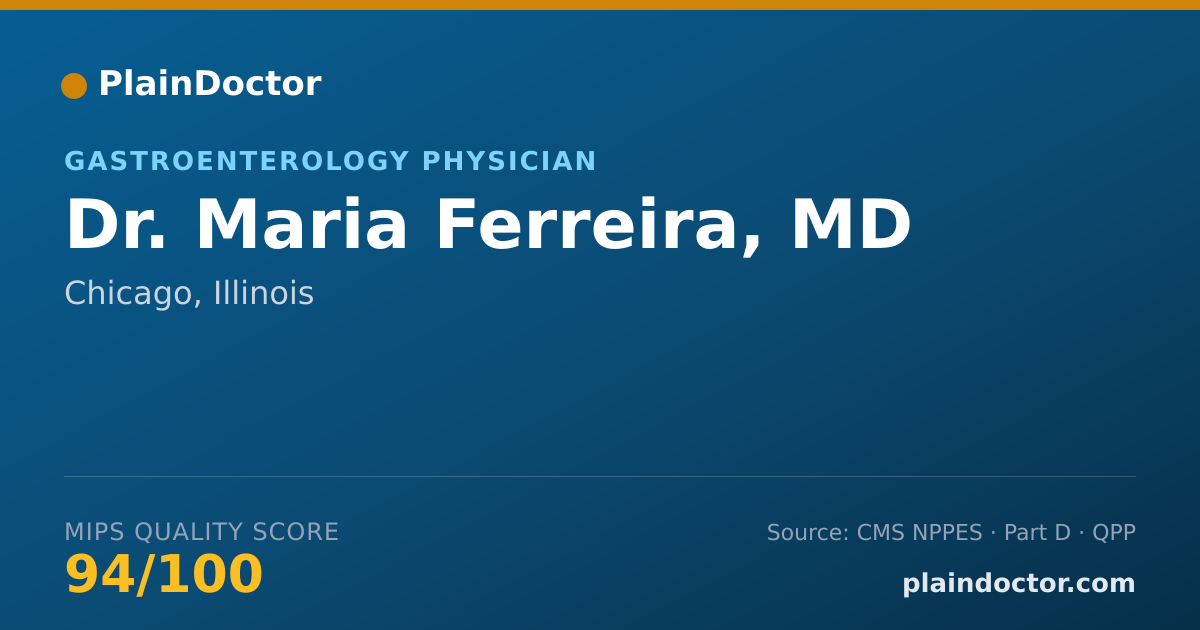 Shareable card for Maria Ferreira, MD - Gastroenterology Physician, Chicago, IL
