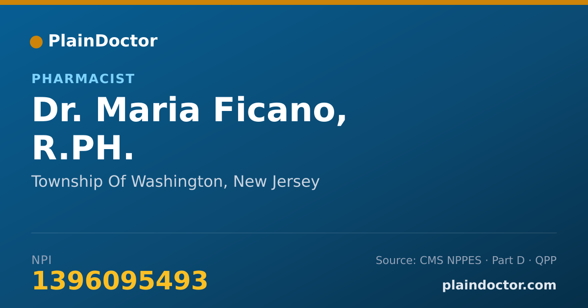 Shareable card for Maria Ficano, R.PH. - Pharmacist, Township Of Washington, NJ