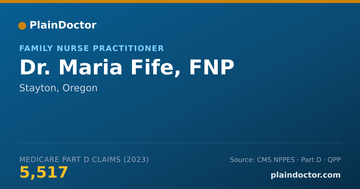 Shareable card for Maria Fife, FNP - Family Nurse Practitioner, Stayton, OR