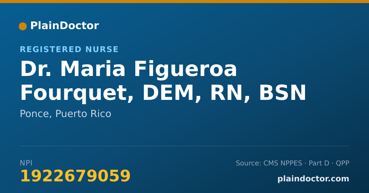 Shareable card for Maria Figueroa Fourquet, DEM, RN, BSN - Registered Nurse, Ponce, PR