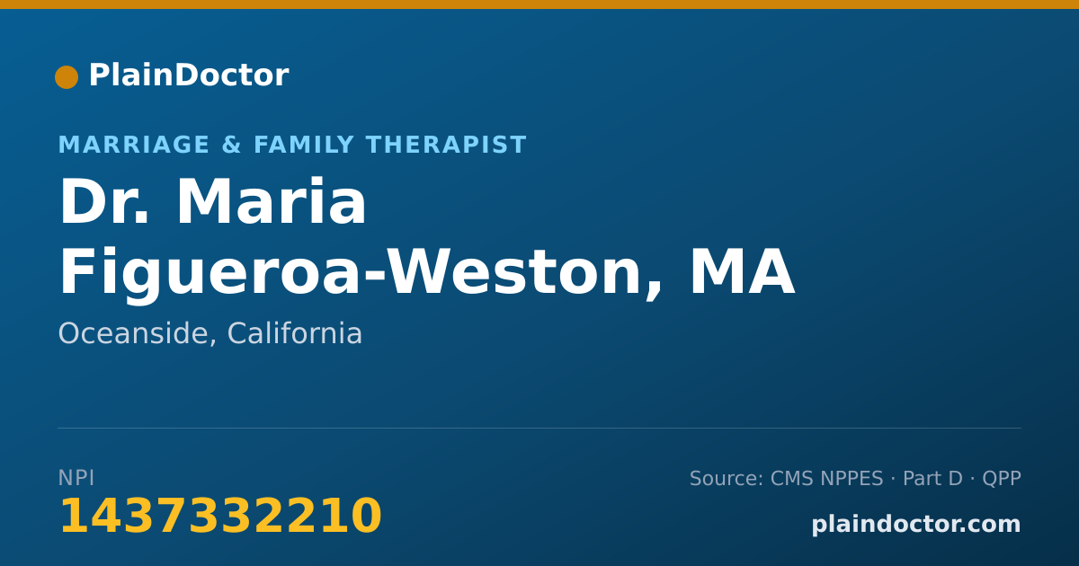 Shareable card for Maria Figueroa-Weston, MA - Marriage & Family Therapist, Oceanside, CA