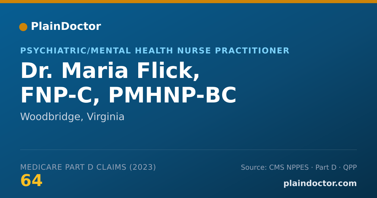 Shareable card for Maria Flick, FNP-C, PMHNP-BC - Psychiatric/Mental Health Nurse Practitioner, Woodbridge, VA