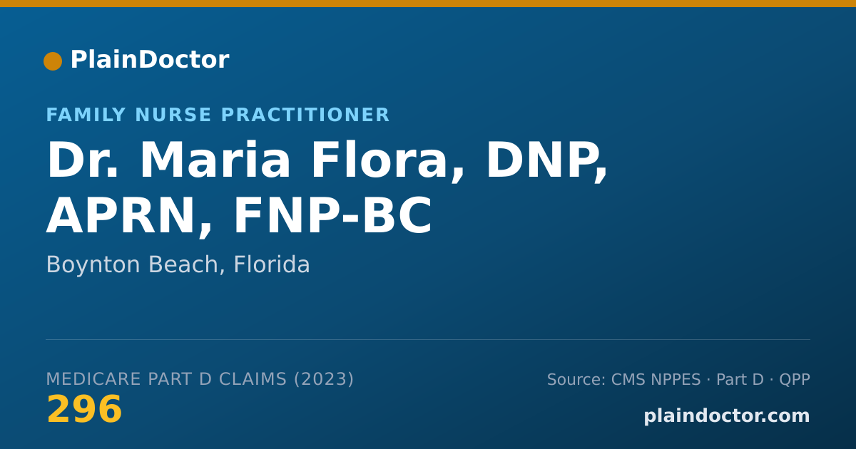 Shareable card for Maria Flora, DNP, APRN, FNP-BC - Family Nurse Practitioner, Boynton Beach, FL