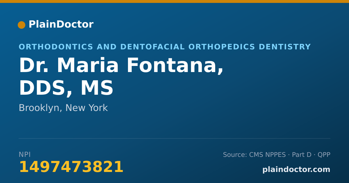 Shareable card for Maria Fontana, DDS, MS - Orthodontics and Dentofacial Orthopedics Dentistry, Brooklyn, NY