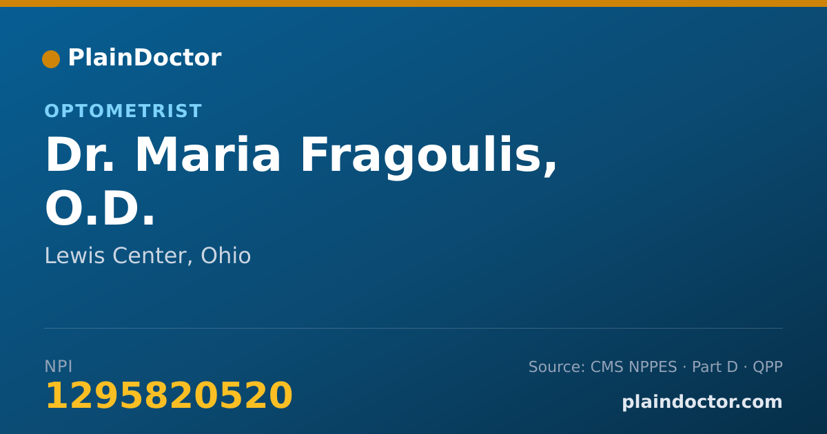 Shareable card for Maria Fragoulis, O.D. - Optometrist, Lewis Center, OH