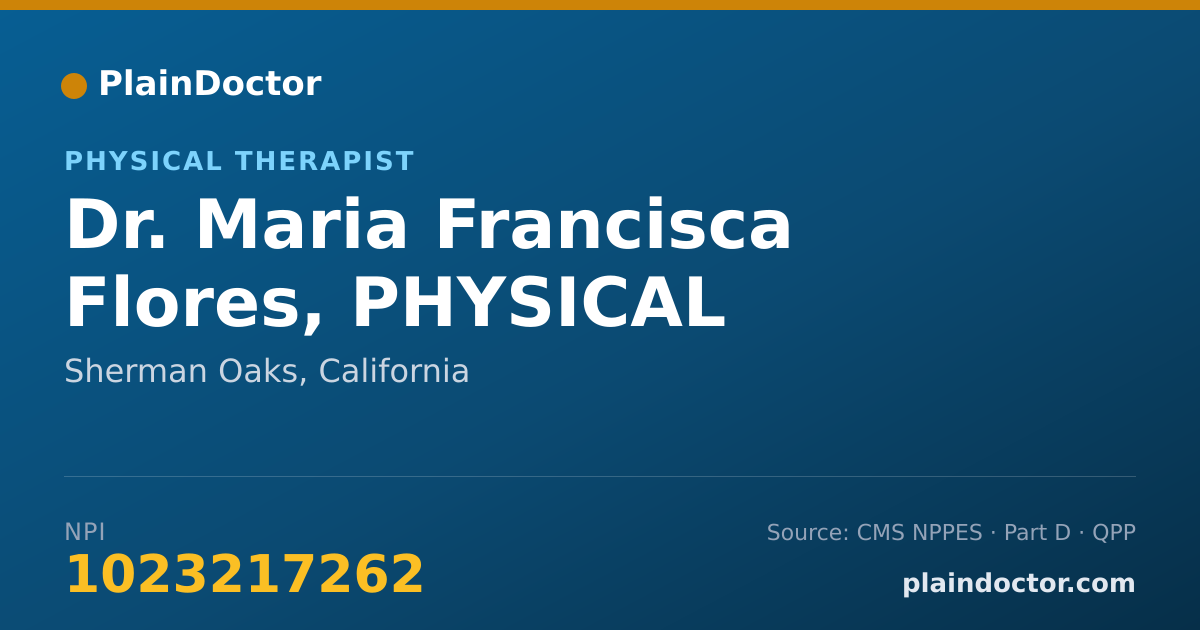 Shareable card for Maria Francisca Flores, PHYSICAL THERAPIST - Physical Therapist, Sherman Oaks, CA