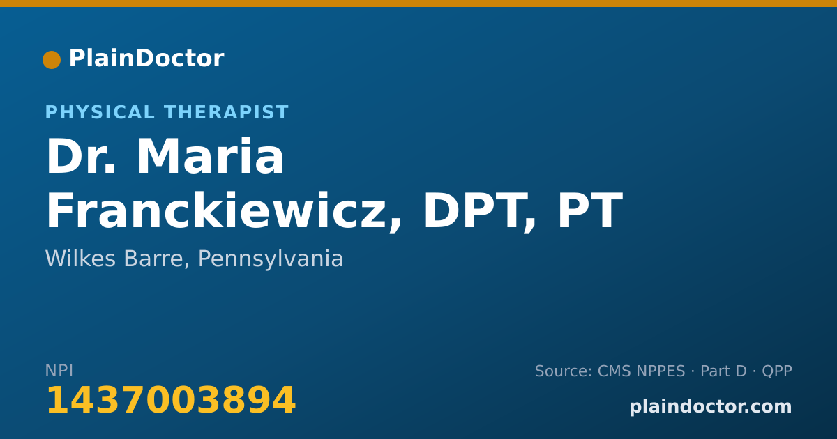 Shareable card for Maria Franckiewicz, DPT, PT - Physical Therapist, Wilkes Barre, PA