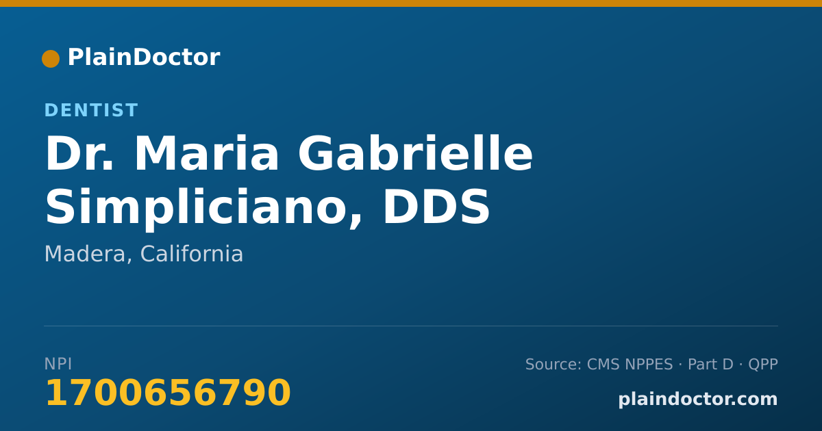 Shareable card for Maria Gabrielle Simpliciano, DDS - Dentist, Madera, CA