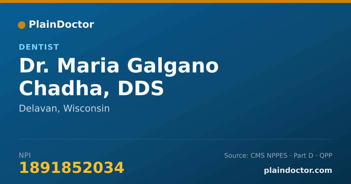 Shareable card for Maria Galgano Chadha, DDS - Dentist, Delavan, WI
