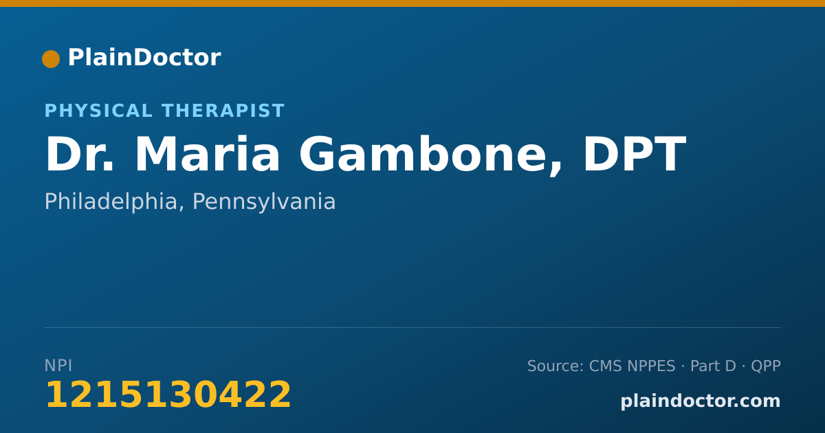 Shareable card for Maria Gambone, DPT - Physical Therapist, Philadelphia, PA
