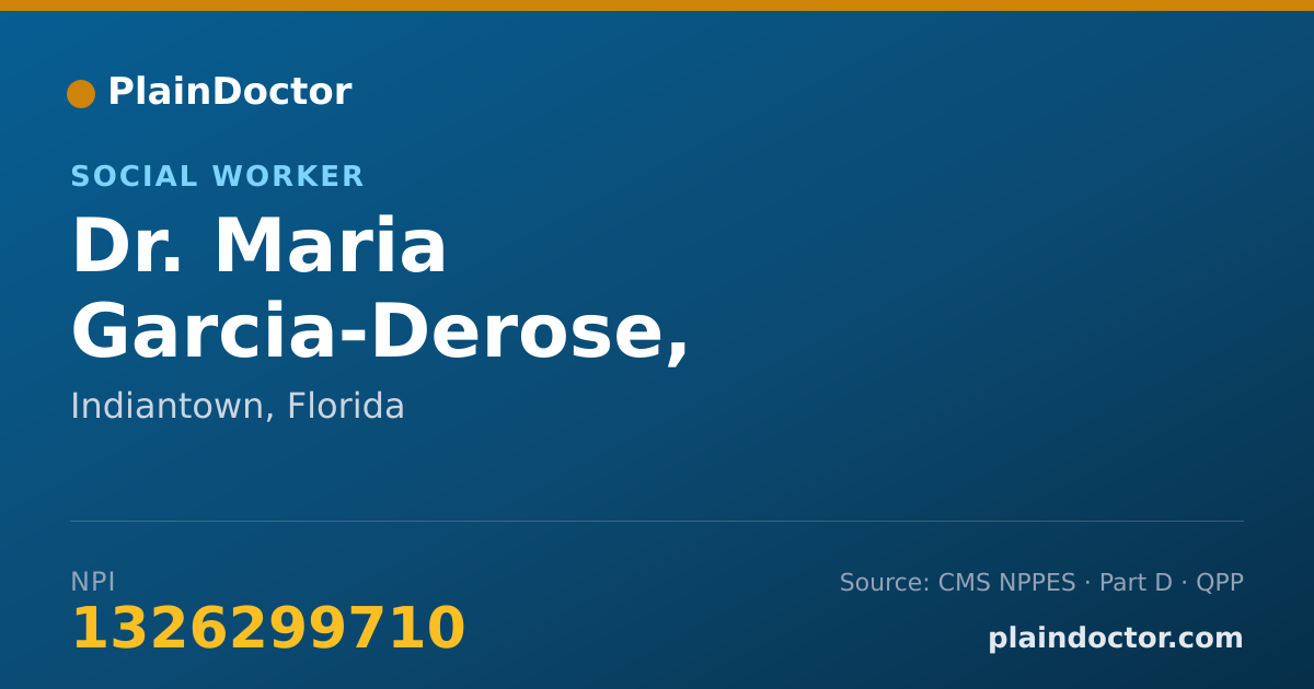 Shareable card for Maria Garcia-Derose, BACHELOR OF SCIENCE - Social Worker, Indiantown, FL