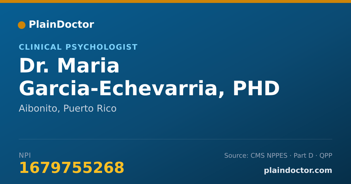 Shareable card for Maria Garcia-Echevarria, PHD - Clinical Psychologist, Aibonito, PR