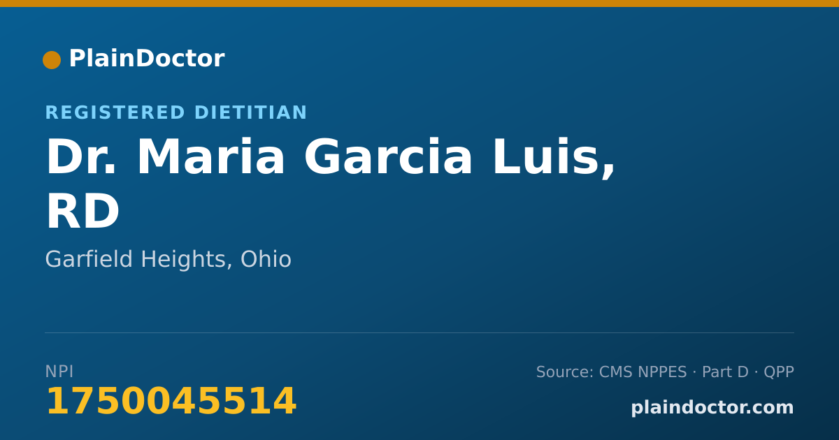 Shareable card for Maria Garcia Luis, RD - Registered Dietitian, Garfield Heights, OH
