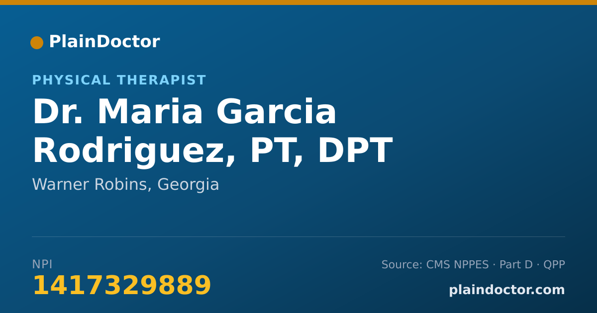 Shareable card for Maria Garcia Rodriguez, PT, DPT - Physical Therapist, Warner Robins, GA