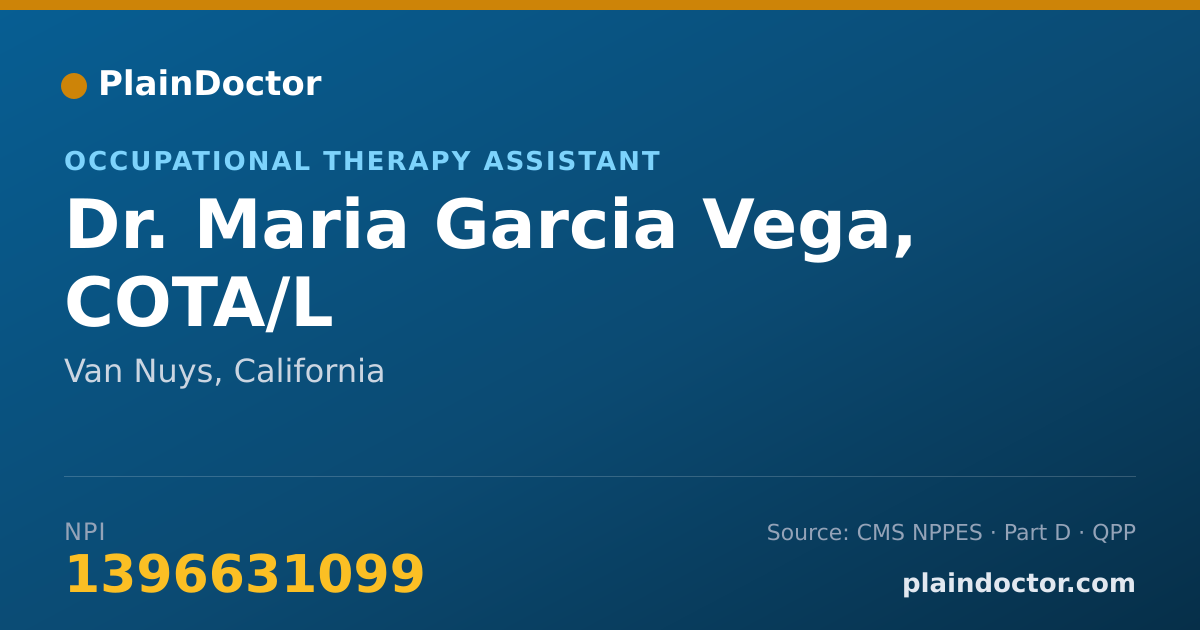 Shareable card for Maria Garcia Vega, COTA/L - Occupational Therapy Assistant, Van Nuys, CA