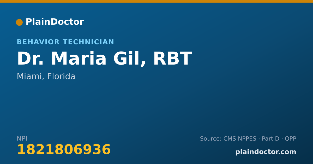 Shareable card for Maria Gil, RBT - Behavior Technician, Miami, FL