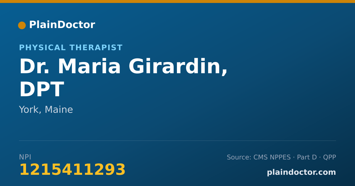 Shareable card for Maria Girardin, DPT - Physical Therapist, York, ME