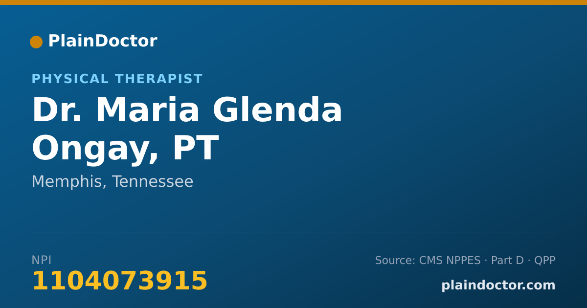 Shareable card for Maria Glenda Ongay, PT - Physical Therapist, Memphis, TN