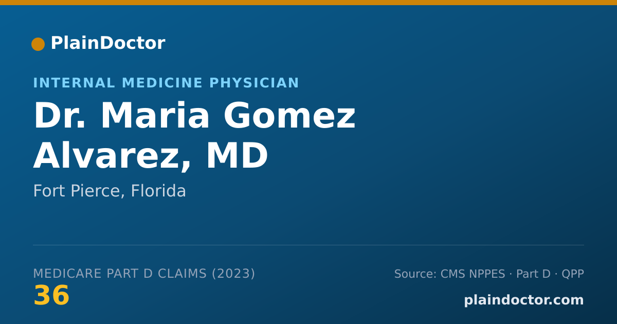 Shareable card for Maria Gomez Alvarez, MD - Internal Medicine Physician, Fort Pierce, FL